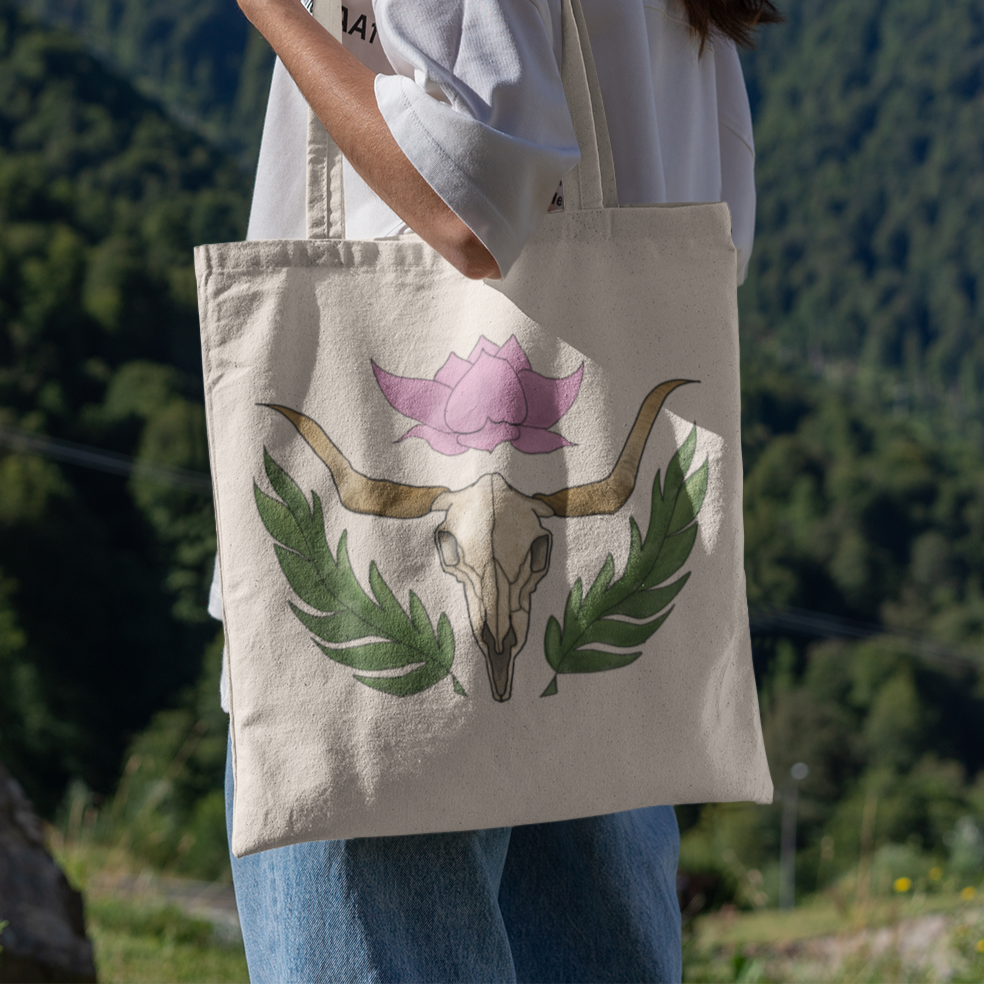 Botanical Skull Tote Bag